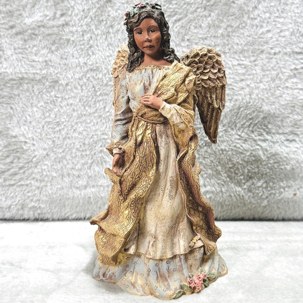 Sarah's Attic Dignity Angel Figurine 1994 Resin Statue Wings Roses Vintage Faith